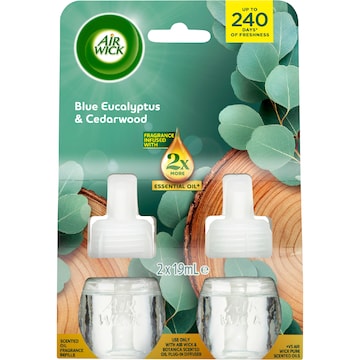 Air Wick 2x Essential Oil Eucalyptus & Cedarwood Plug In Refill 19mL x 2 pack