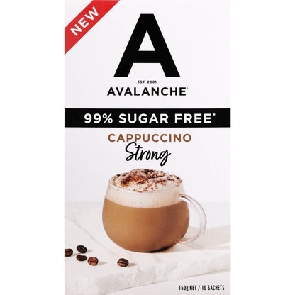 Avalanche 99% Sugar Free Coffee Sachets Strong Cappuccino 10 pack