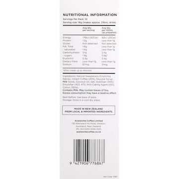 Avalanche 99% Sugar Free Coffee Sachets Strong Cappuccino 10 pack
