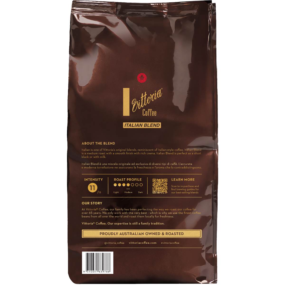Vittoria Italian Blend Coffee Beans 500g
