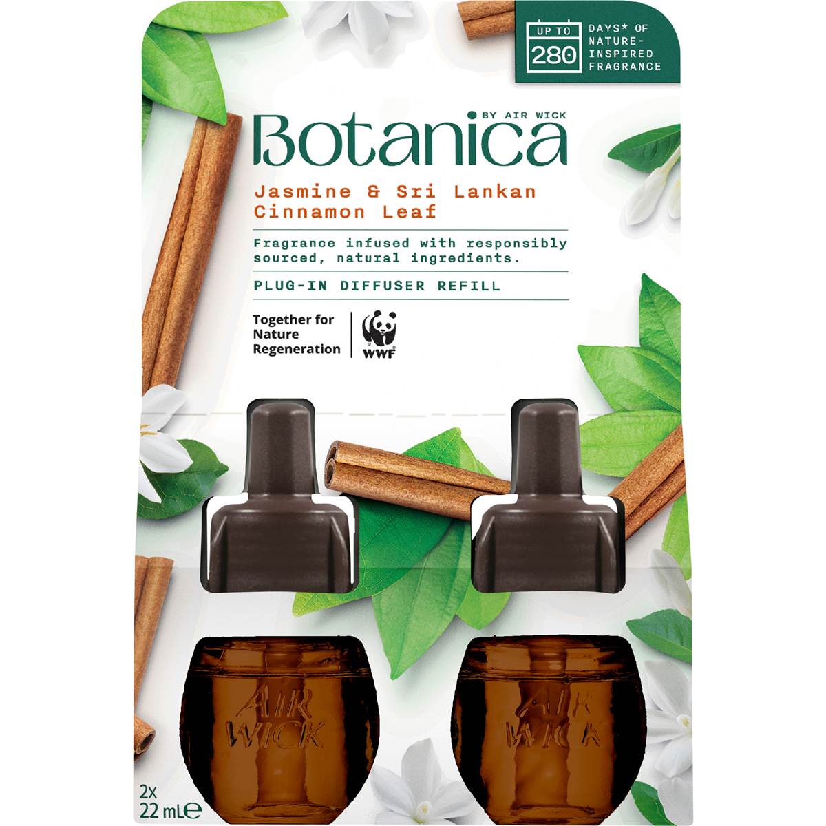 Botanica Jasmine & Sri Lankan Cinnamon Leaf Plug In Diffuser Refill 22mL x 2 pack