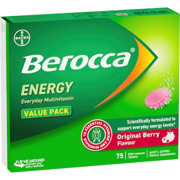 Berocca Berry Energy Effervescent Tablets 75 pack