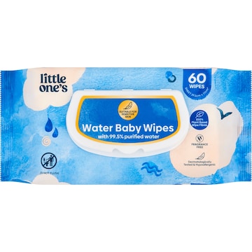 Little One's Water Baby Wipes Fragrance Free 60 pack
