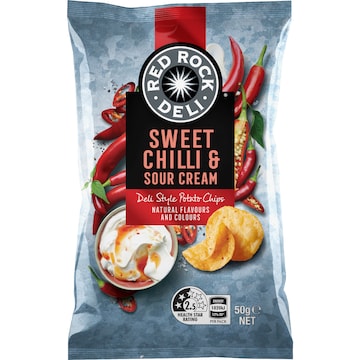 Red Rock Deli Potato Chips Sweet Chilli & Sour Cream 50g