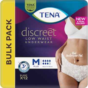 Tena Incontinence Pants Discreet Women Low Waist White Size M 12 pack