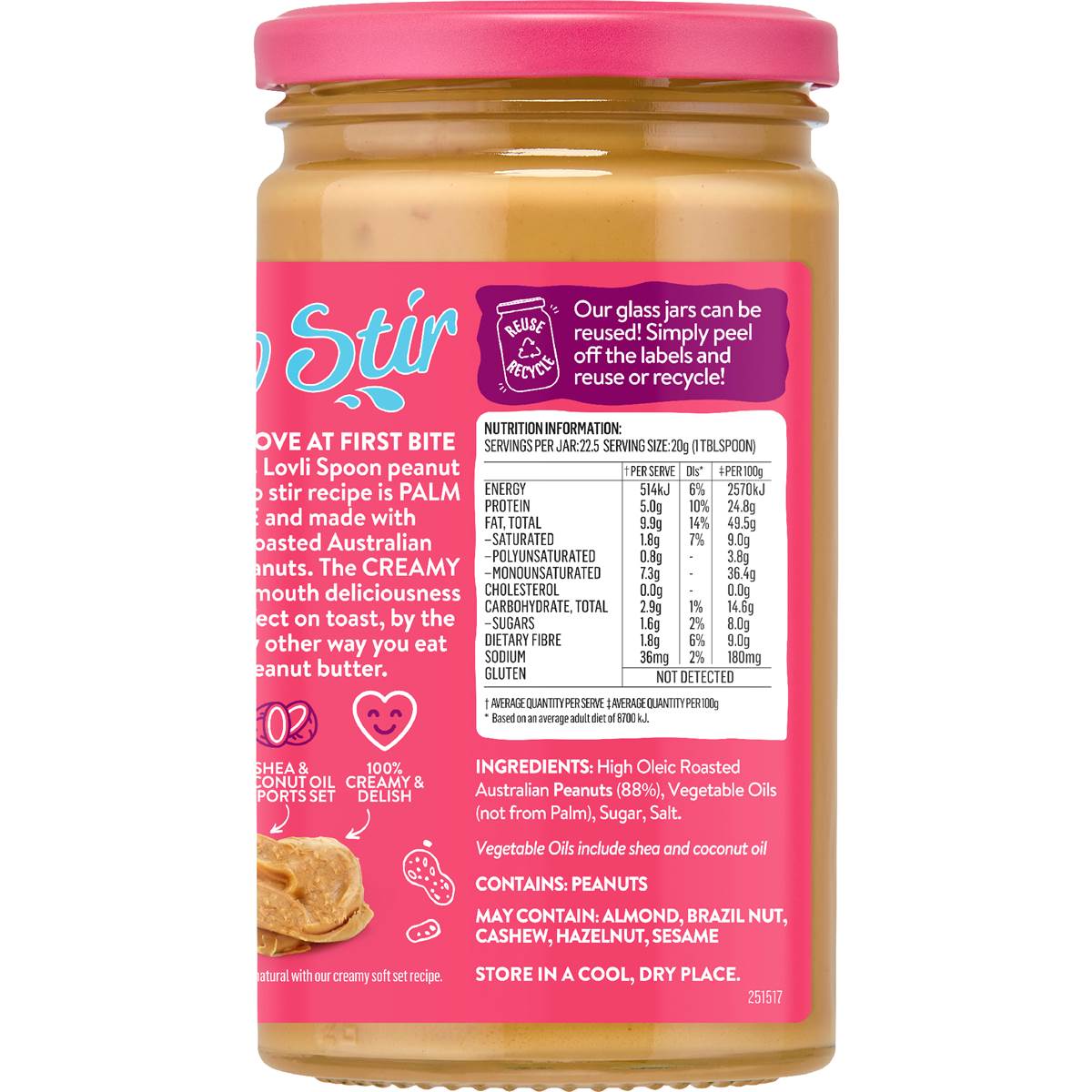 Mayver's Lovli Spoon No Stir Crunchy Peanut Butter 450g