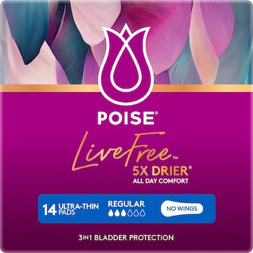 Poise LiveFree Ultrathin Pads Regular No Wings 14 pack