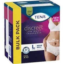 Tena Incontinence Pants Discreet Women Low Waist White Size L 10 pack