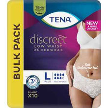 Tena Incontinence Pants Discreet Women Low Waist White Size L 10 pack