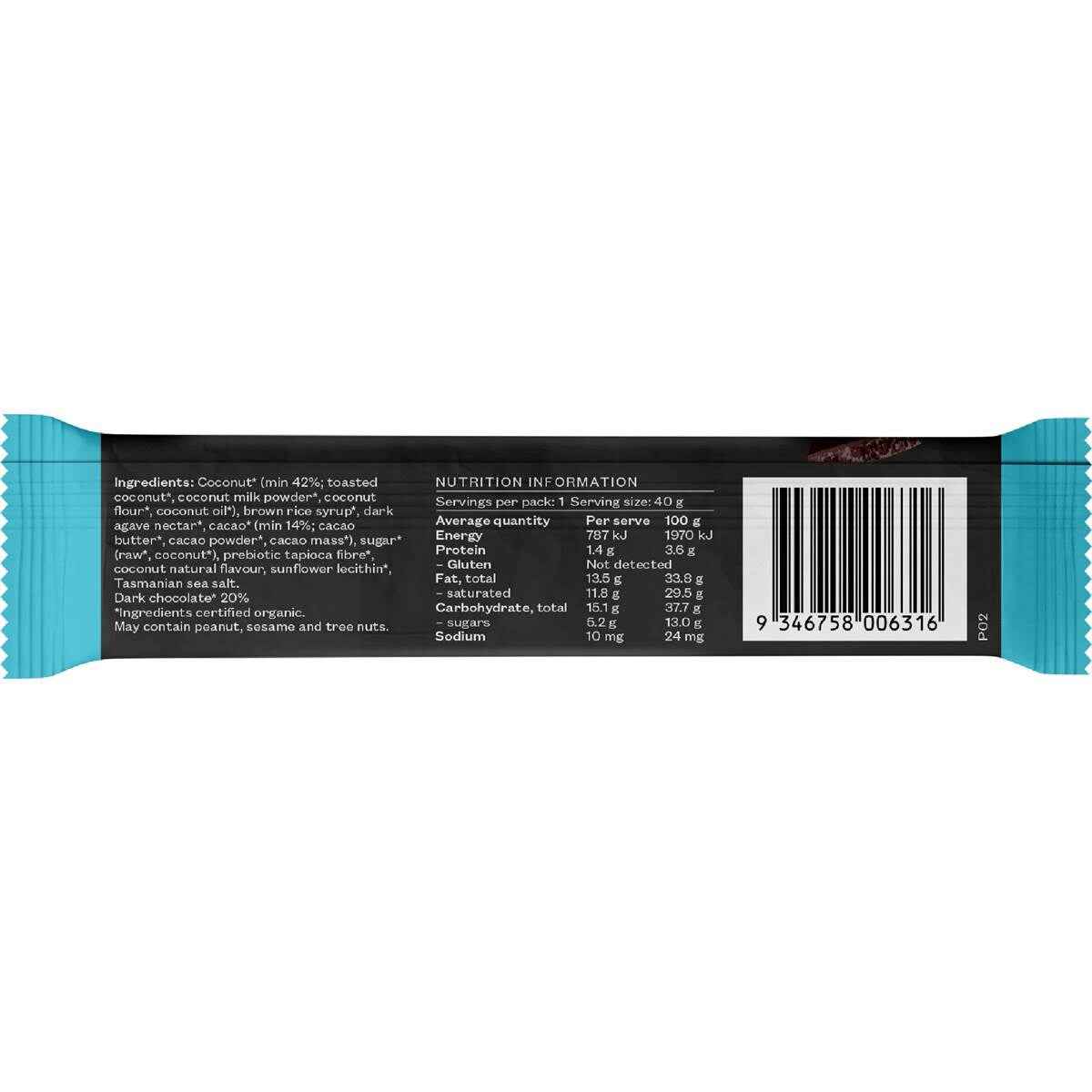 Pana Organic Toasted Coconut & Dark Choc Bar 40g