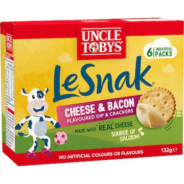 Uncle Tobys Le Snak Cheese & Bacon Dip & Crackers 132g 6 pack