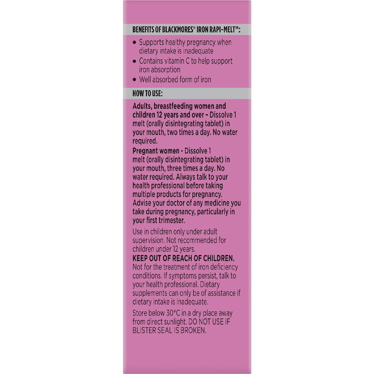 Blackmores Iron Rapi Melt Tablets 60 pack