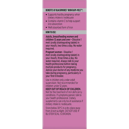Blackmores Iron Rapi Melt Tablets 60 pack