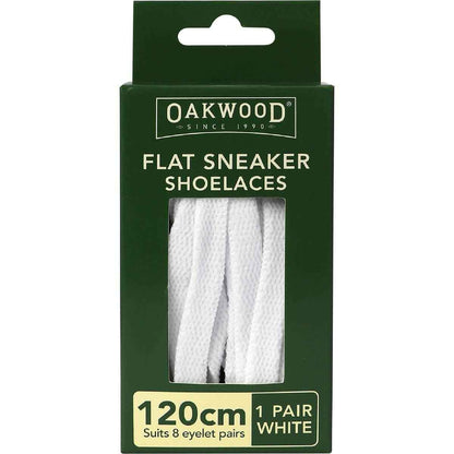 Oakwood Flat Sneaker Shoelaces White 120cm each
