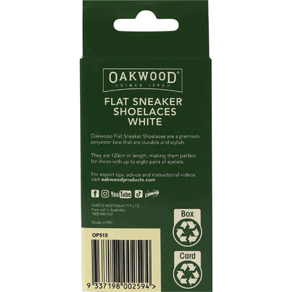 Oakwood Flat Sneaker Shoelaces White 120cm each
