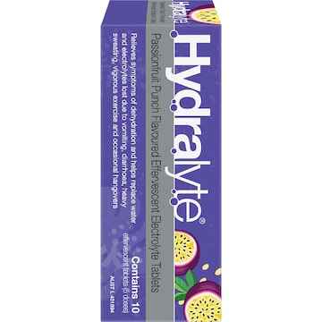 Hydralyte Effervescent Electrolyte Tablets Passionfruit Punch 10 pack