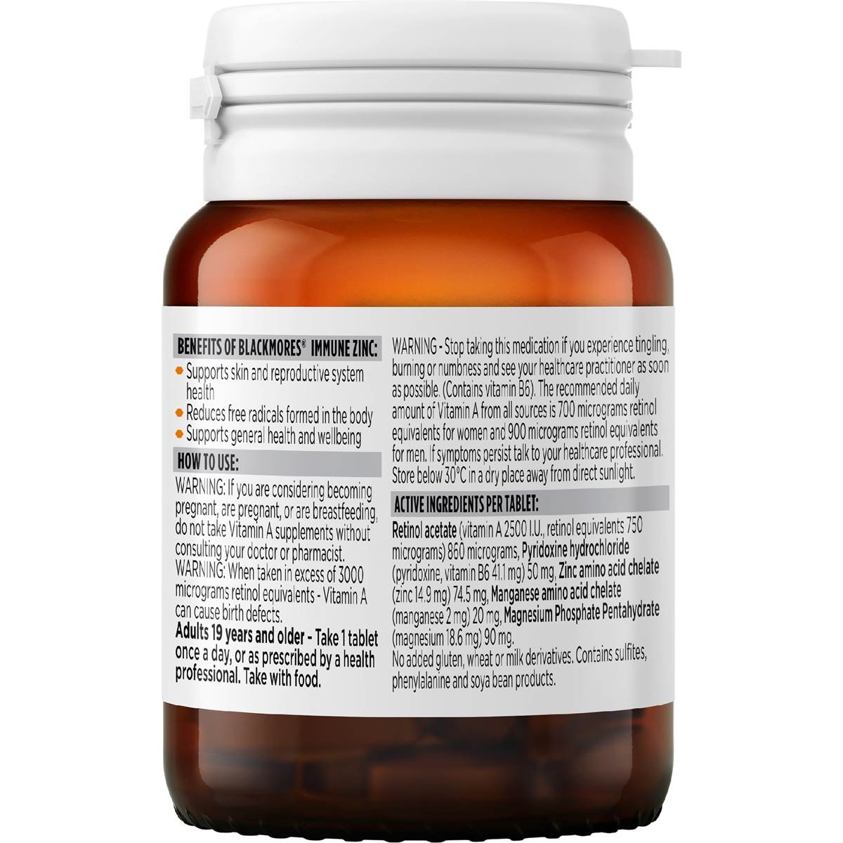 Blackmores Immune Zinc Tablets 60 pack