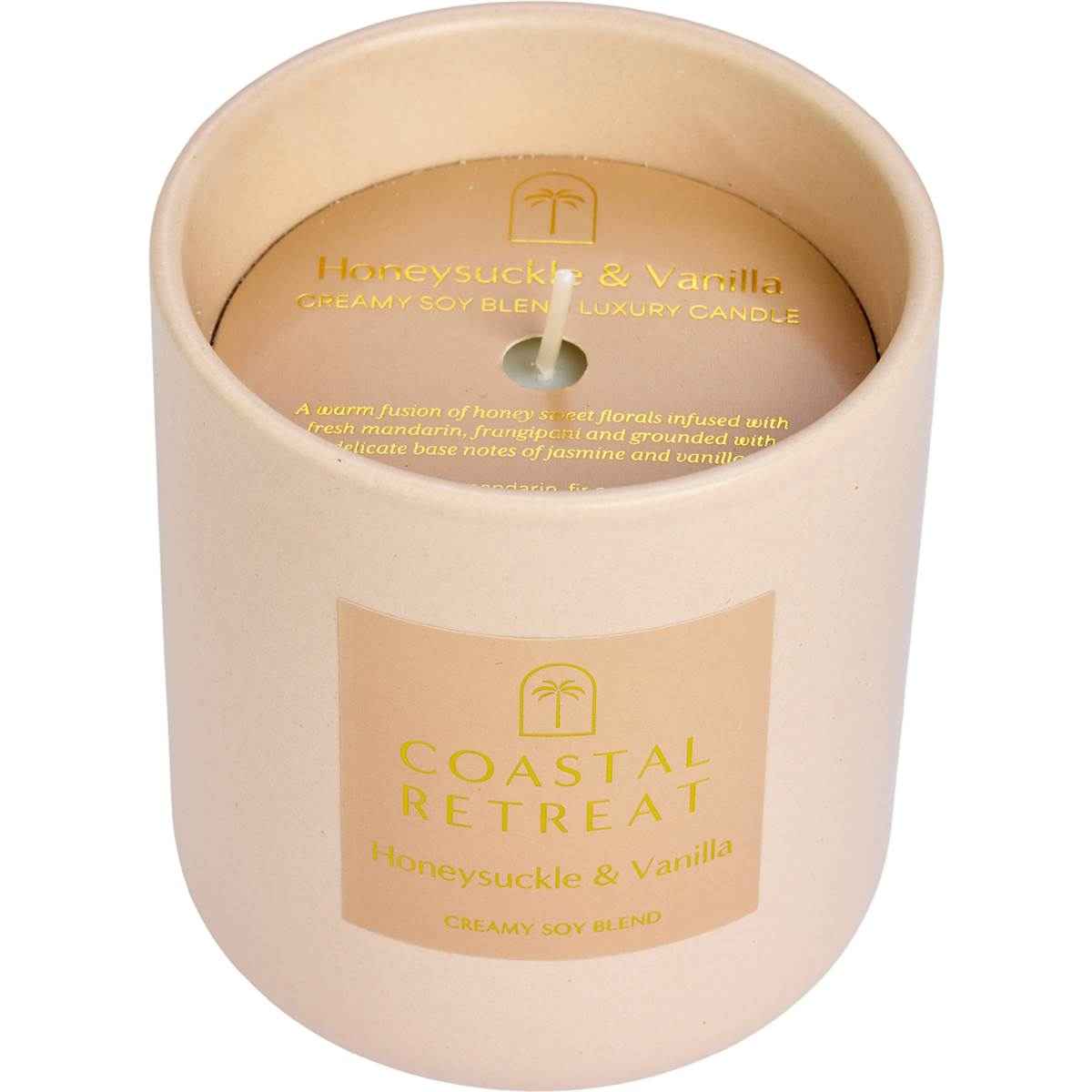 Coastal Retreat Soy Blend Luxury Candle Honeysuckle & Vanilla 250g