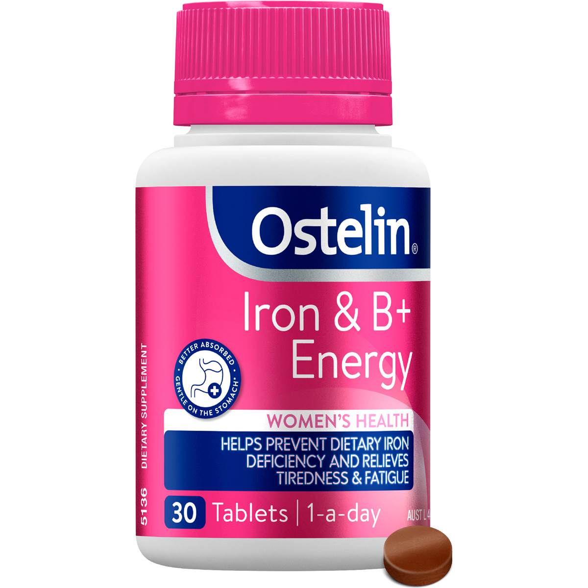 Ostelin Iron & B+ Energy Tablets 30 pack