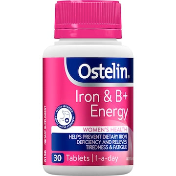 Ostelin Iron & B+ Energy Tablets For Women's Health 30 pack
