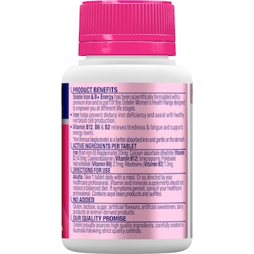 Ostelin Iron & B+ Energy Tablets For Women's Health 30 pack