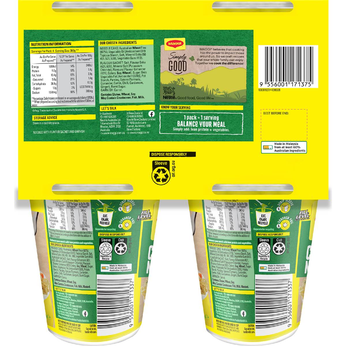 Maggi Chicken Noodle Cups Value 4 pack