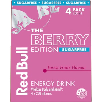 Red Bull Sugarfree Energy Drink Berry Edition 250mL x 4 pack