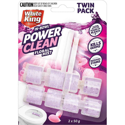 White King In Bowl Toilet Power Clean Floral Mist 2 pack