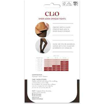 Clio Sheer Look Opaque Tights Black 80 Denier Size T/XT each
