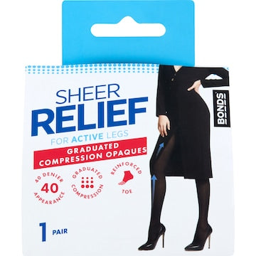 Bonds Sheer Relief Compression Hosiery 40 Denier Size Ave/T each