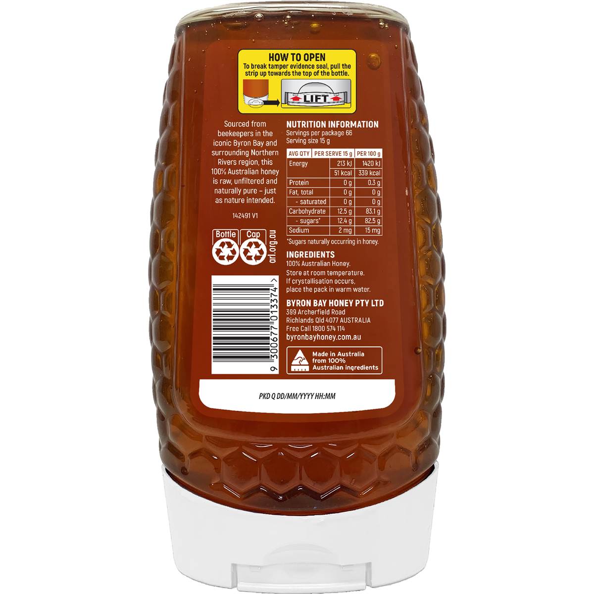 Byron Bay Raw & Natural Honey Squeeze 1kg