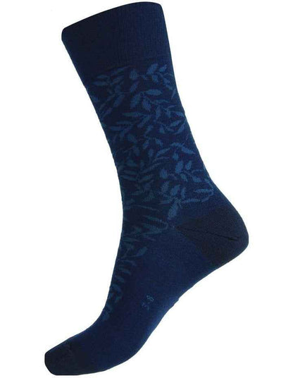 Merino Wool Blend Health Over The Calf Socks in Navy/Denim