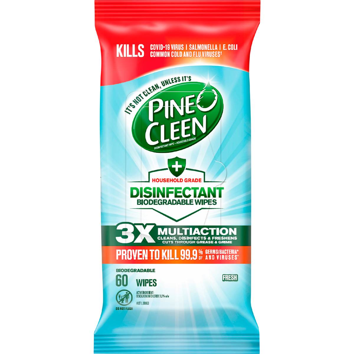 Pine O Cleen Disinfectant Biodegradable Wipes Fresh 60 pack