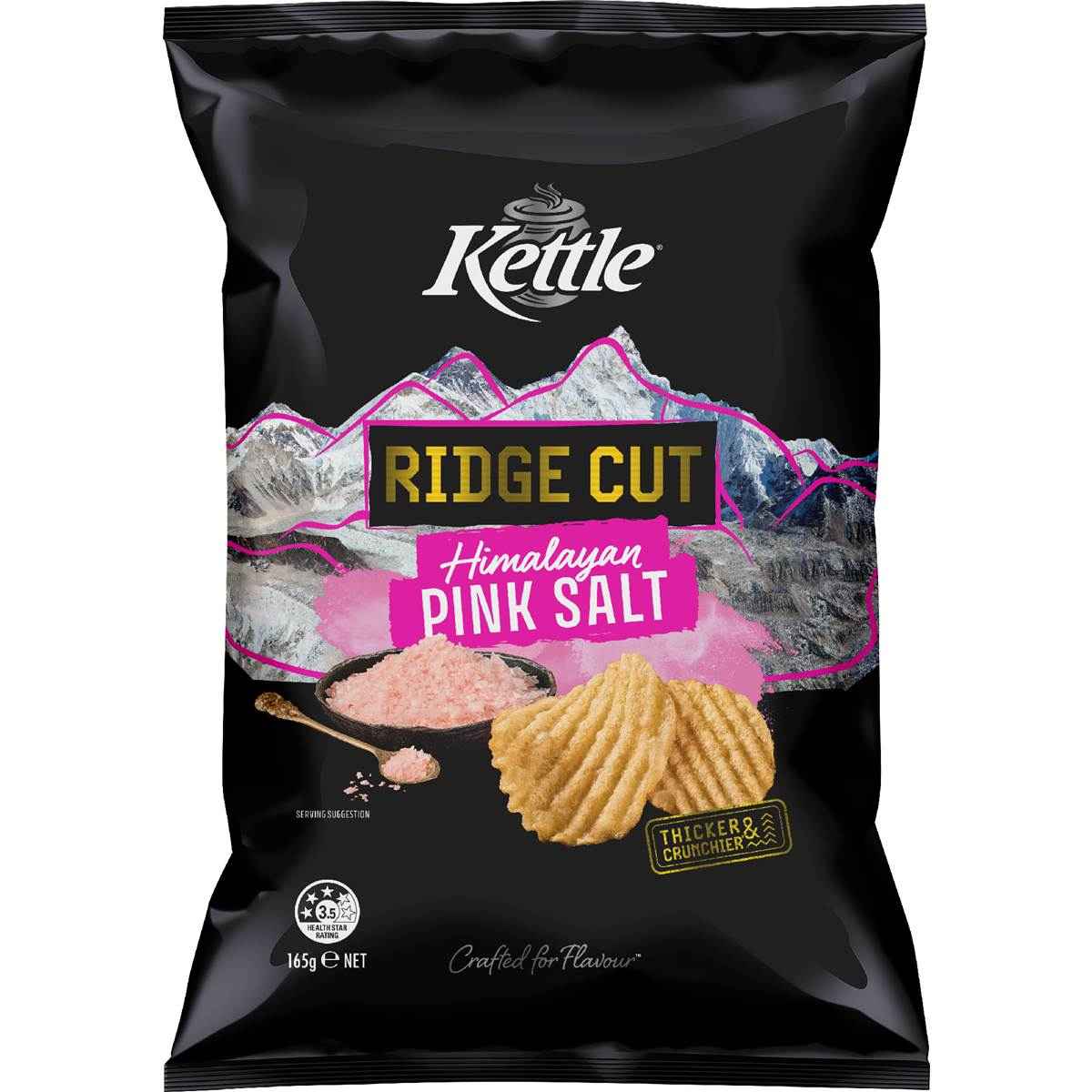 Kettle Ridge Cut Potato Chips Himalayan Salt 165g