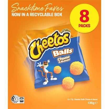 Cheetos Cheese & Bacon Balls Lunchbox Snacks Multipack 8 pack