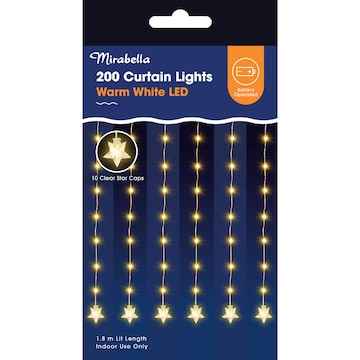 Mirabella 200 LED Curtain Lights Warm White 1.8m each