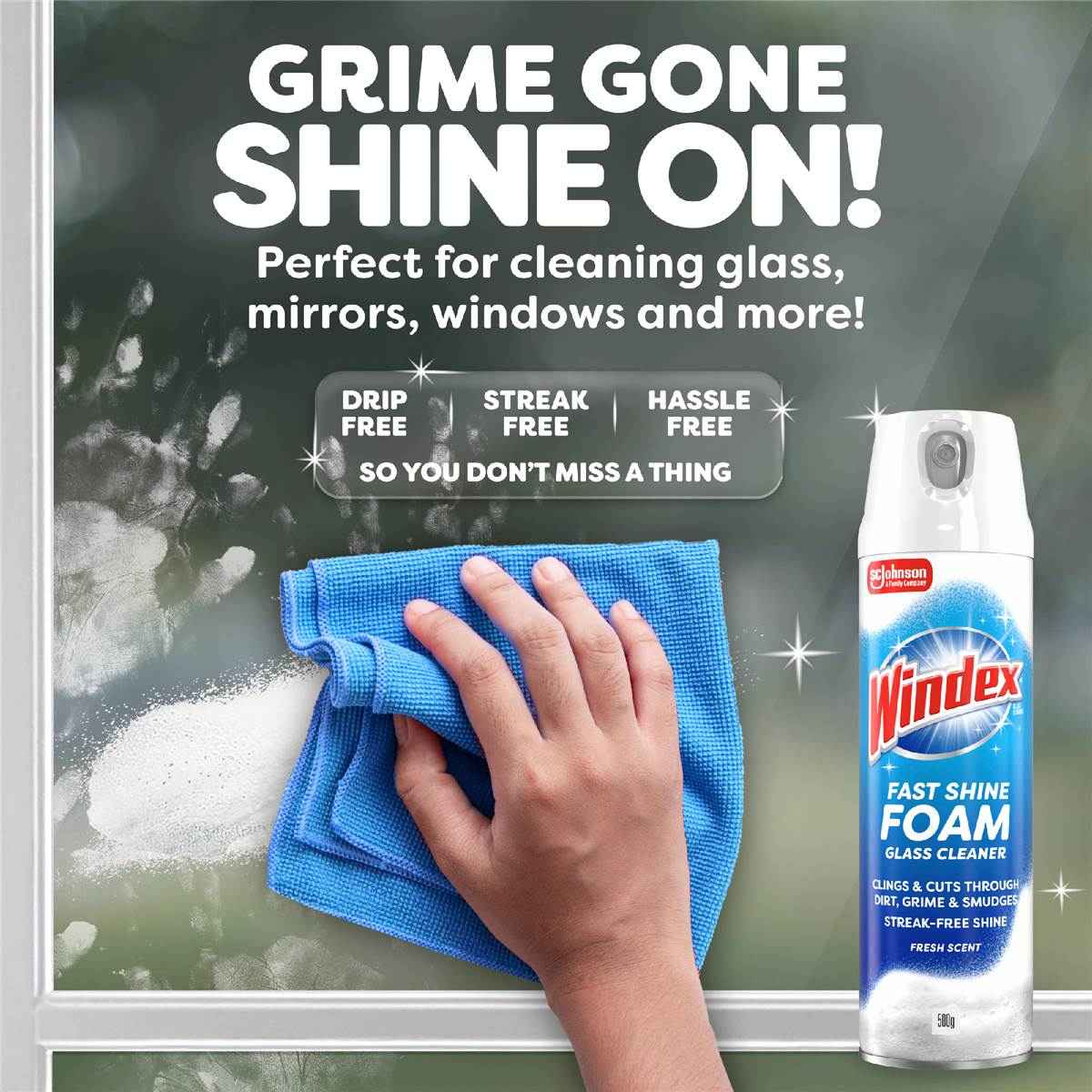 Windex Power Foaming Window Cleaner Fresh Scent 500g