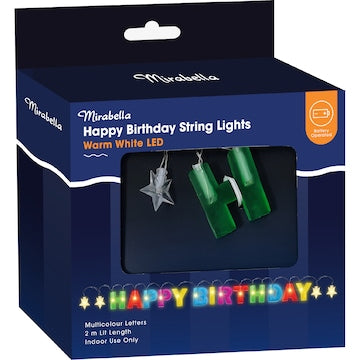 Mirabella Happy Birthday LED String Lights Multicolour 2m each