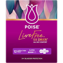 Poise LiveFree Pads Super With Wings 12 pack