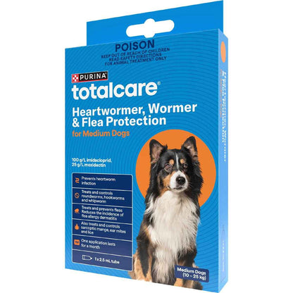 Total Care Heartwormer Wormer & Flea Protection Tube Medium Dogs 2.5mL