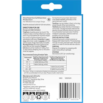 Purina Totalcare Heartwormer & Allwormer Protection each
