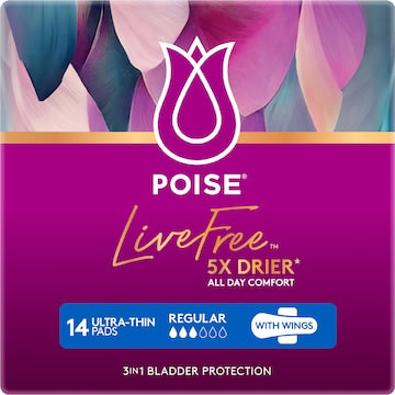 Poise LiveFree Ultrathin Pads Regular With Wings 14 pack