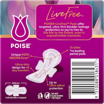 Poise LiveFree Ultrathin Pads Regular With Wings 14 pack