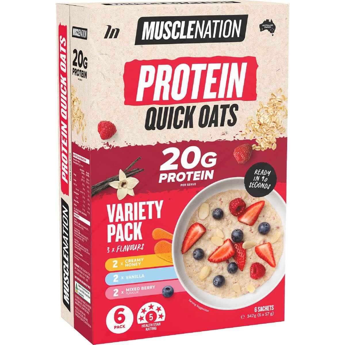 Muscle Nation Protein Oats Variety Sachets 6 pack