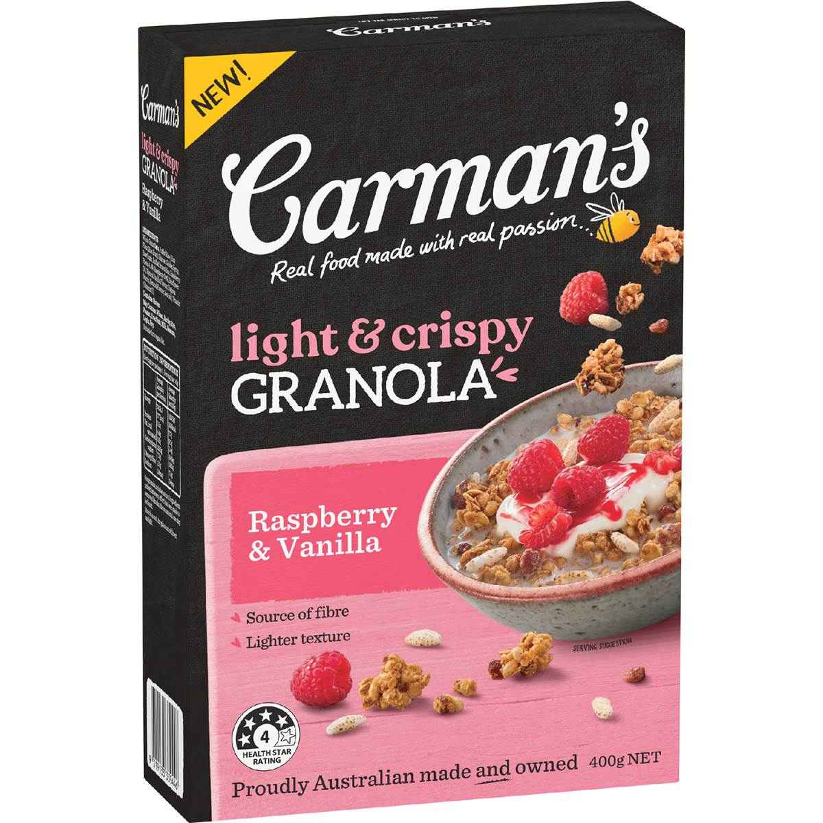 Carman's Light & Crispy Granola Raspberry & Vanilla 400g