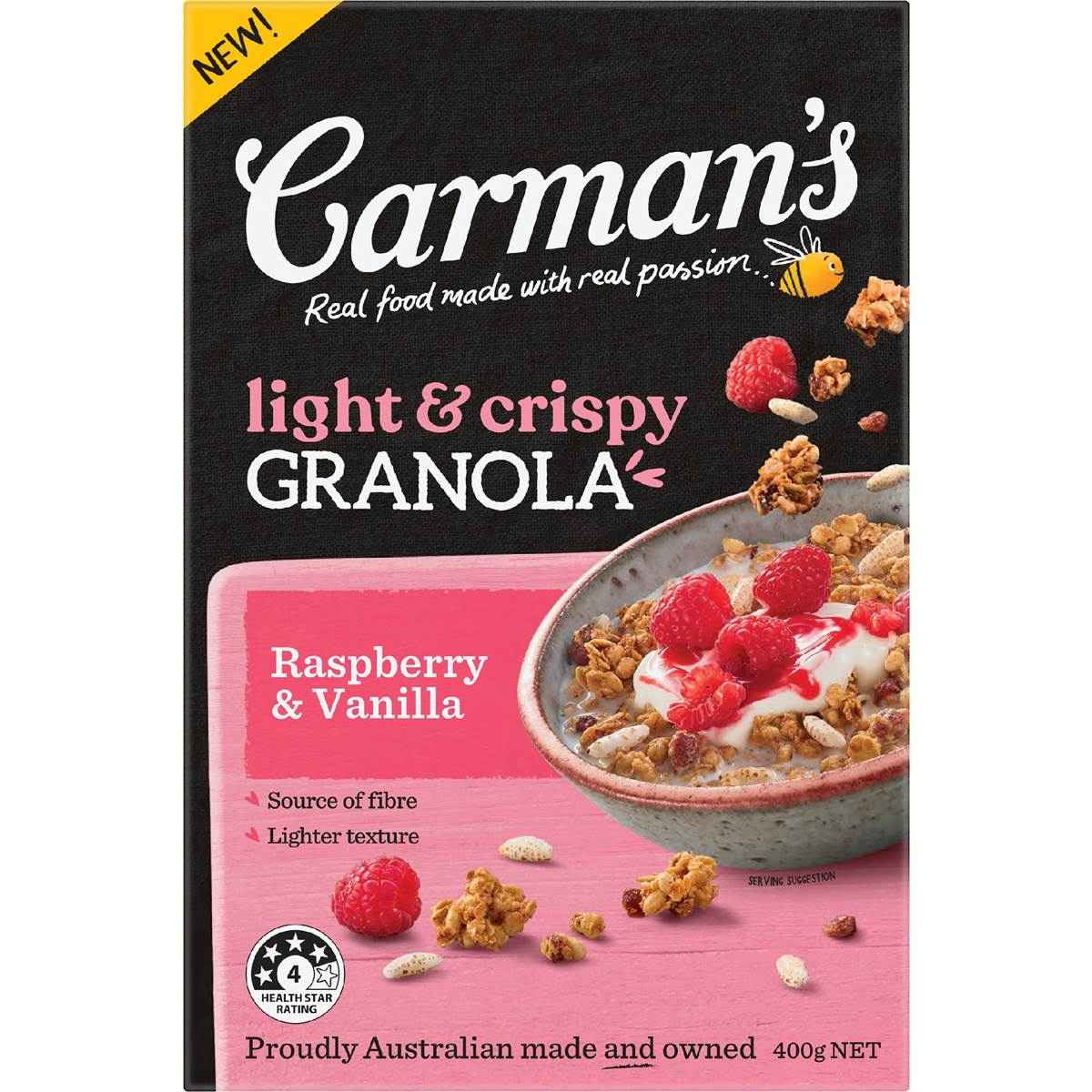 Carman's Light & Crispy Granola Raspberry & Vanilla 400g