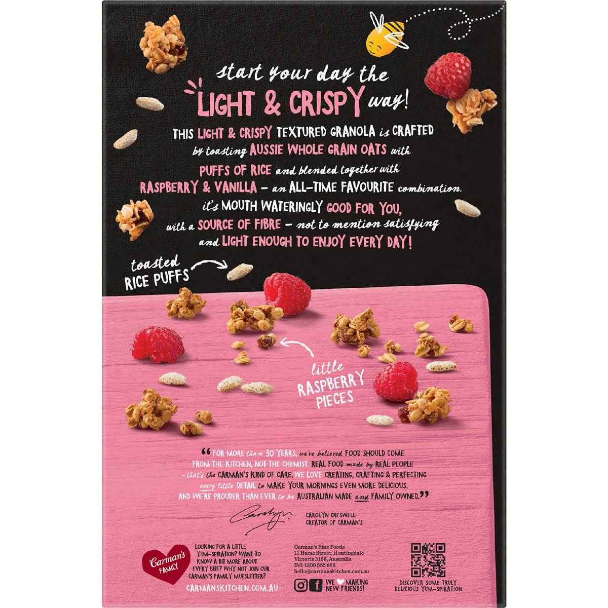 Carman's Light & Crispy Granola Raspberry & Vanilla 400g