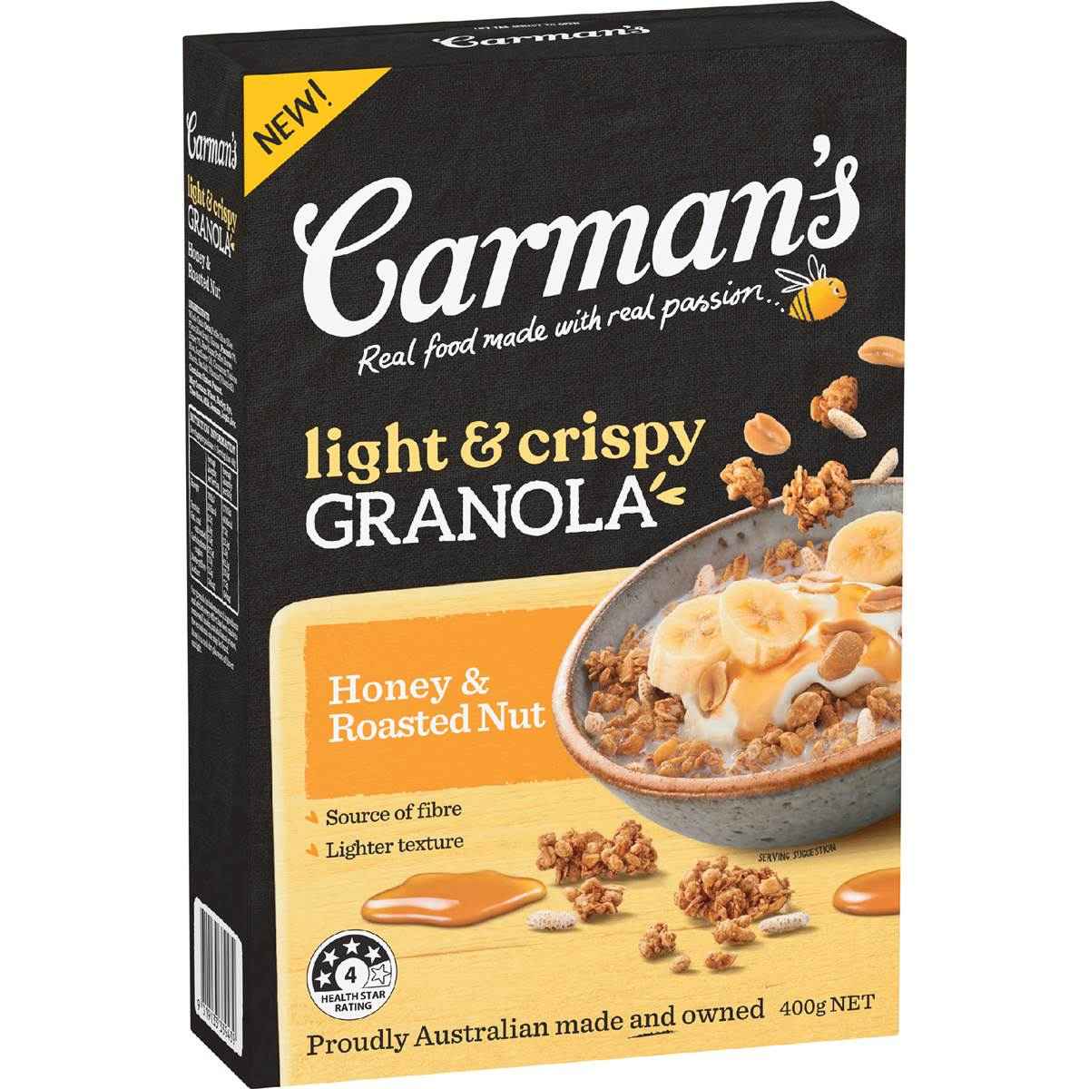 Carman's Light & Crispy Granola Honey & Roasted Nut 400g