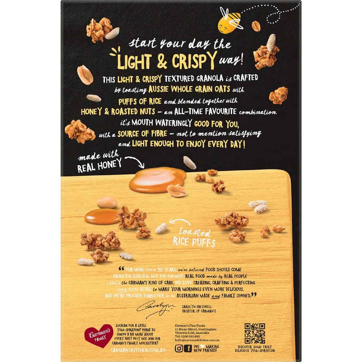 Carman's Light & Crispy Granola Honey & Roasted Nut 400g