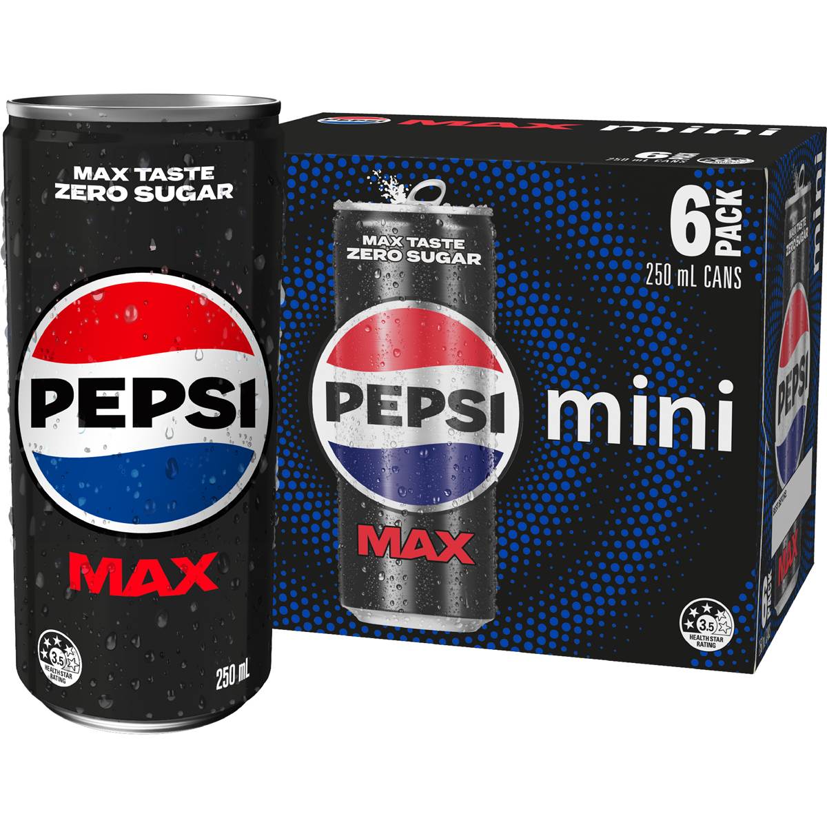 Pepsi Max Mini Cans 250mL x 6 pack